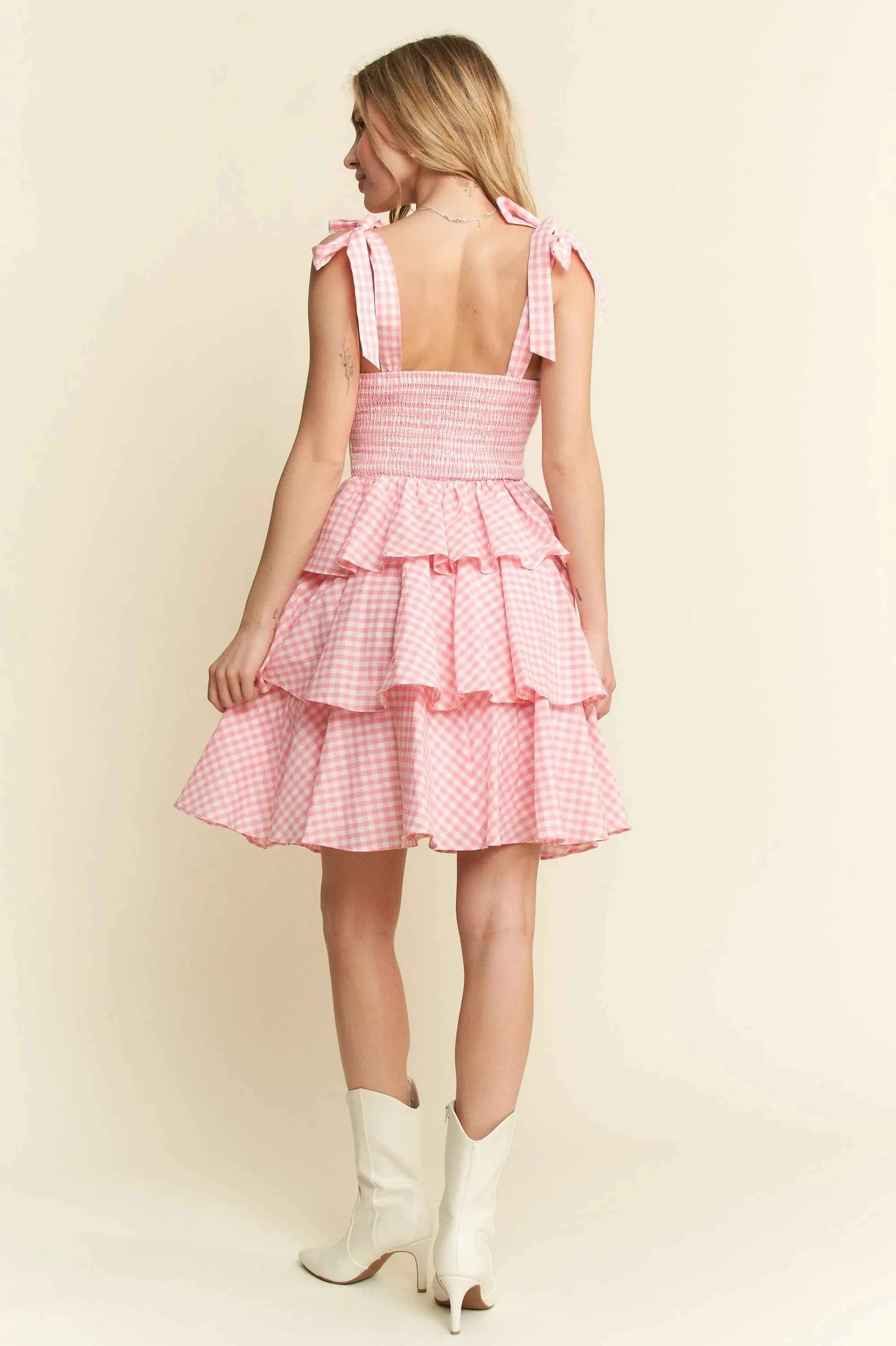 Jade By Jane Full Size Gingham Tiered Mini Dress Plus Size