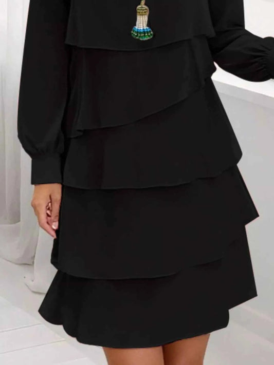 Full Size Layered Long Sleeve Mini Dress Plus Size