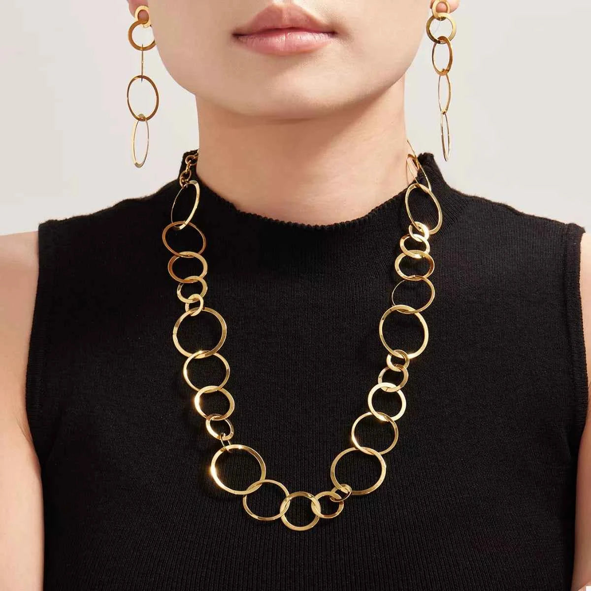 18K Gold-Plated Titanium Steel Round Earrings