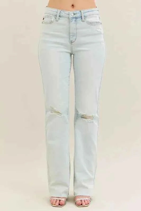 Judy Blue Full Size Destroy & Fray Hem Bootcut Jeans Plus Size