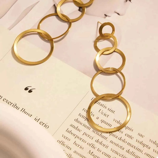 18K Gold-Plated Titanium Steel Round Earrings