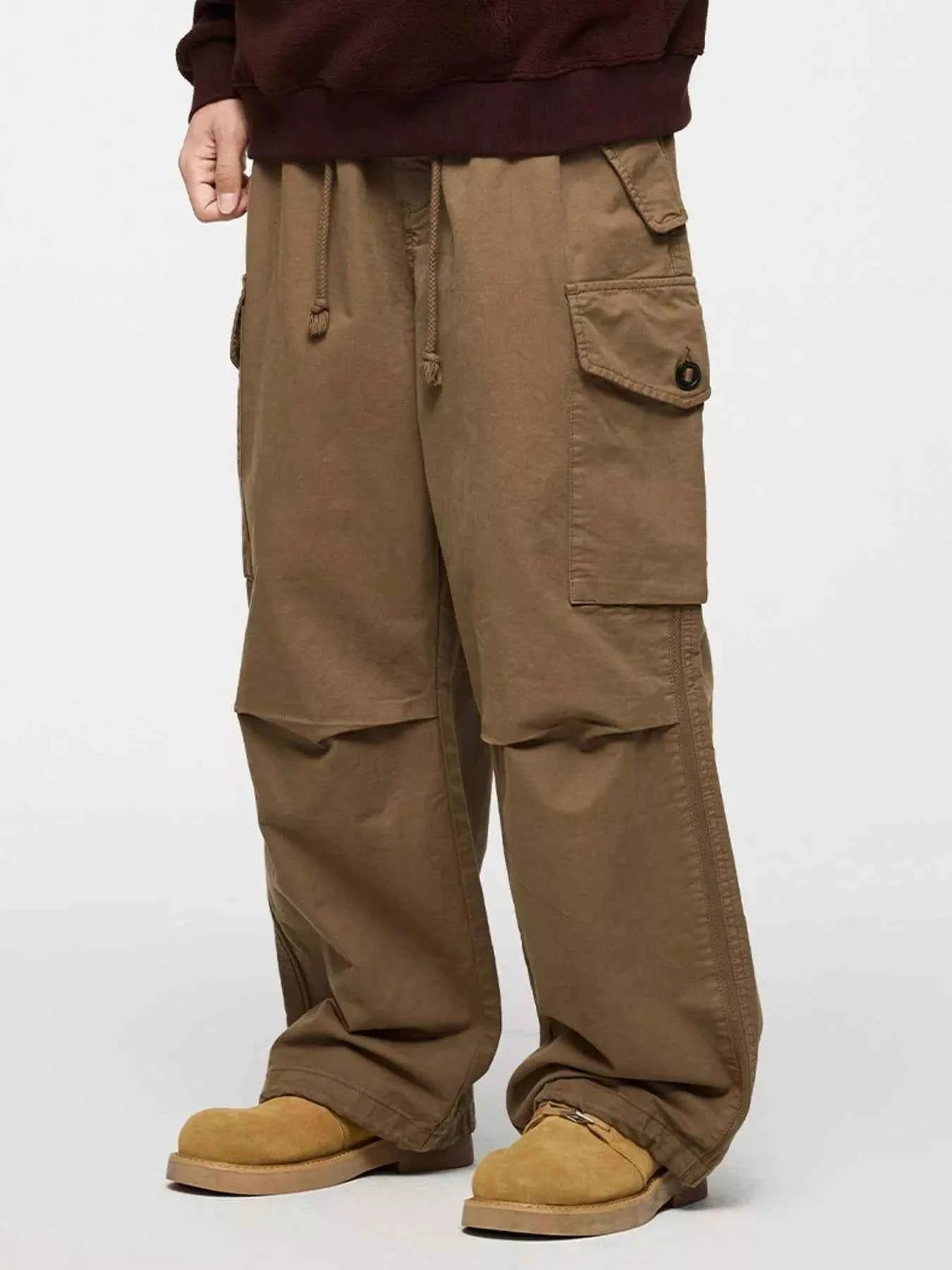 Men's Wide Leg Cargo Pants with Multi-Pocket