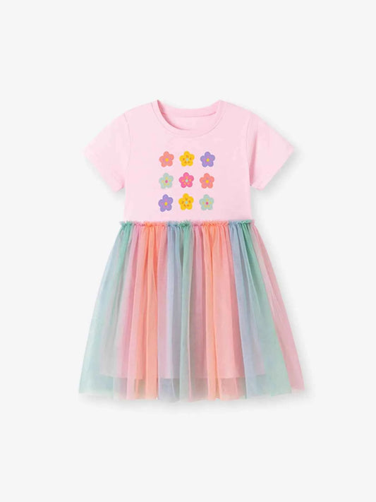 Children's Floral Rainbow Tulle Dress