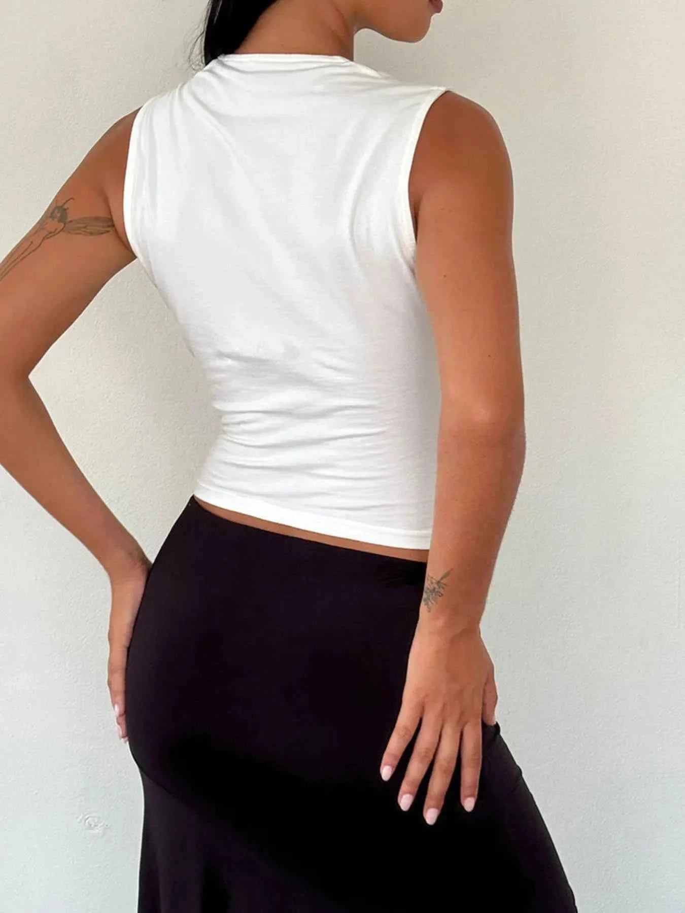 Bow Detail Square Neck Cropped Tank