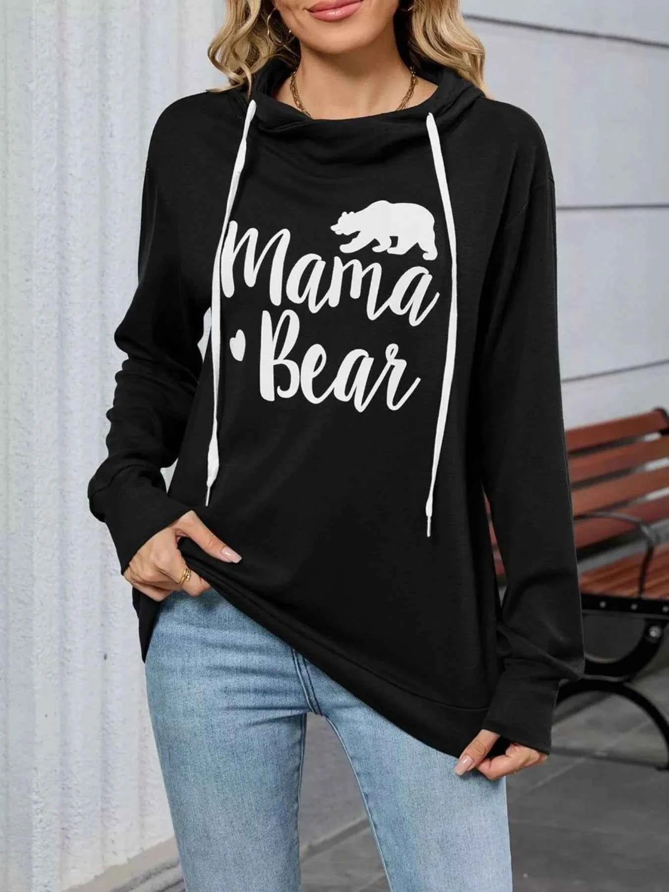 Contrast Letter Graphic Drawstring Long Sleeve Hoodie
