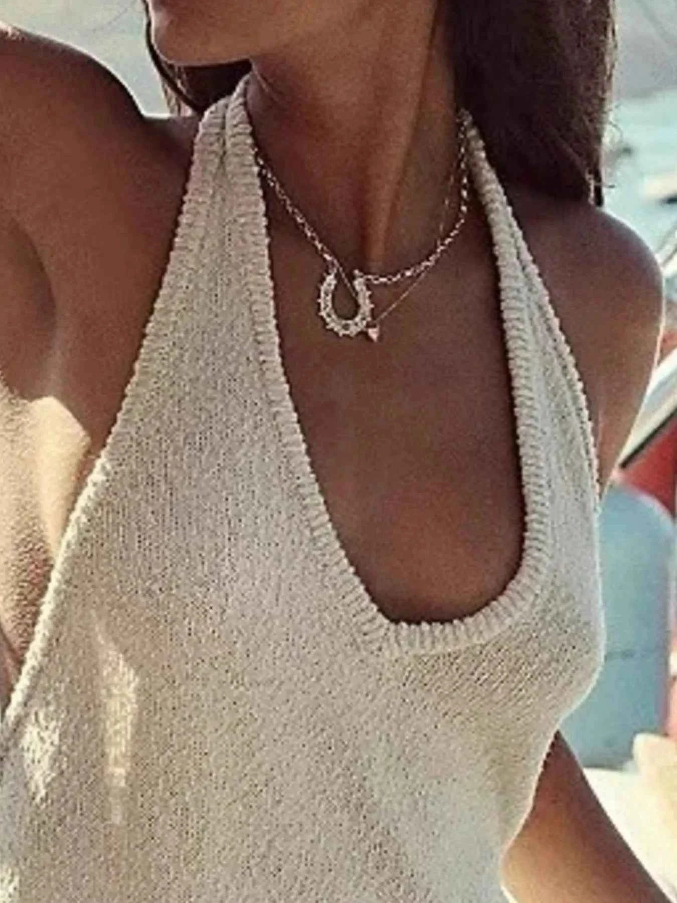 Halter Neck Cami and Shorts Sweater Set