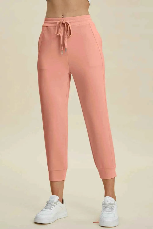 Basic Bae Full Size Air Scuba Drawstring High Waist Cropped Pants