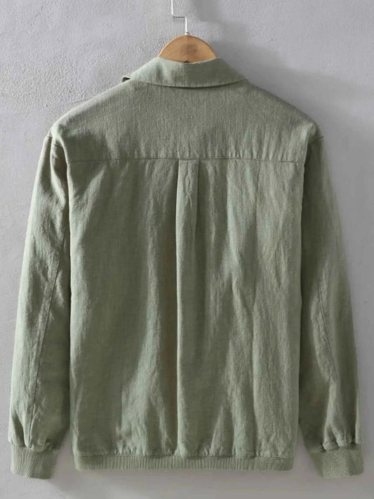 Men's Plus Size Button Up Long Sleeve Shacket