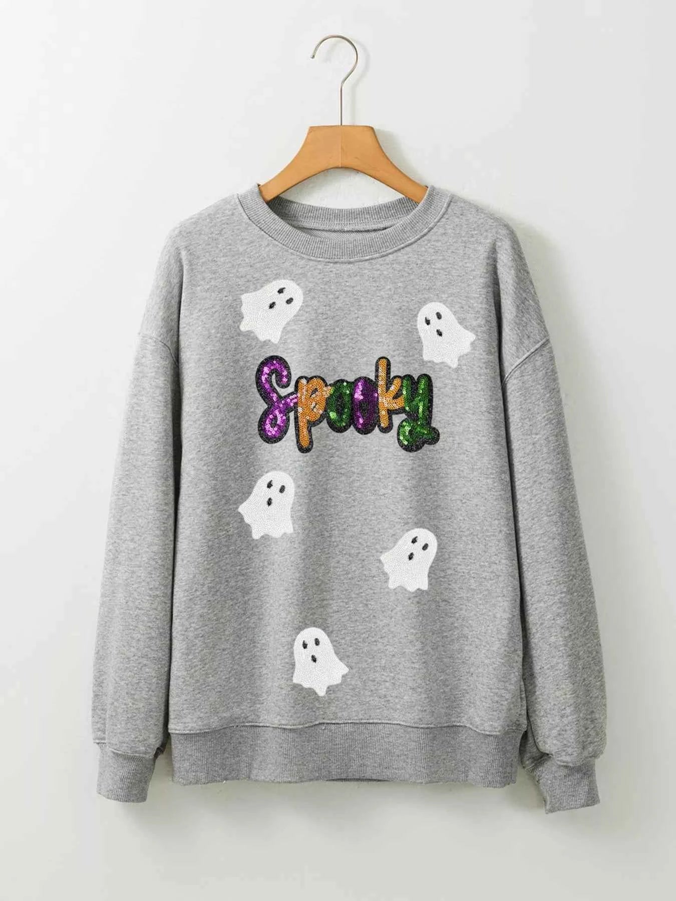 Halloween Spooky Ghost Sequin Sweatshirt