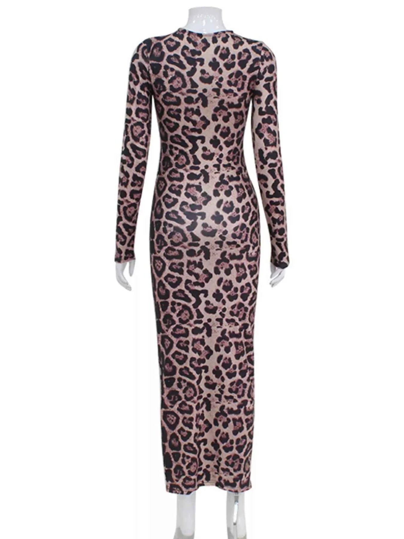 Leopard Print Bodycon Midi Dress