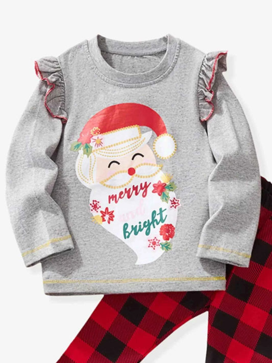 Children's Santa Graphic Long Sleeve Pajama Set