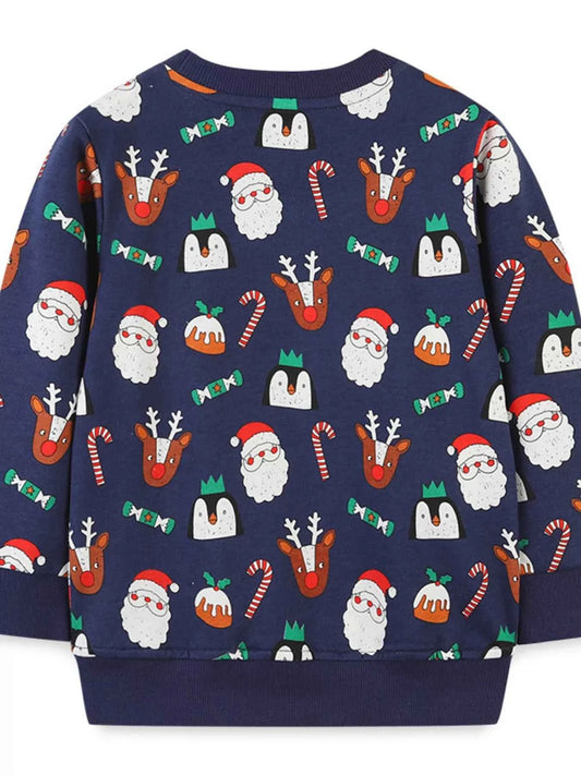 Children's Christmas Print Crew Neck Sweatshirt