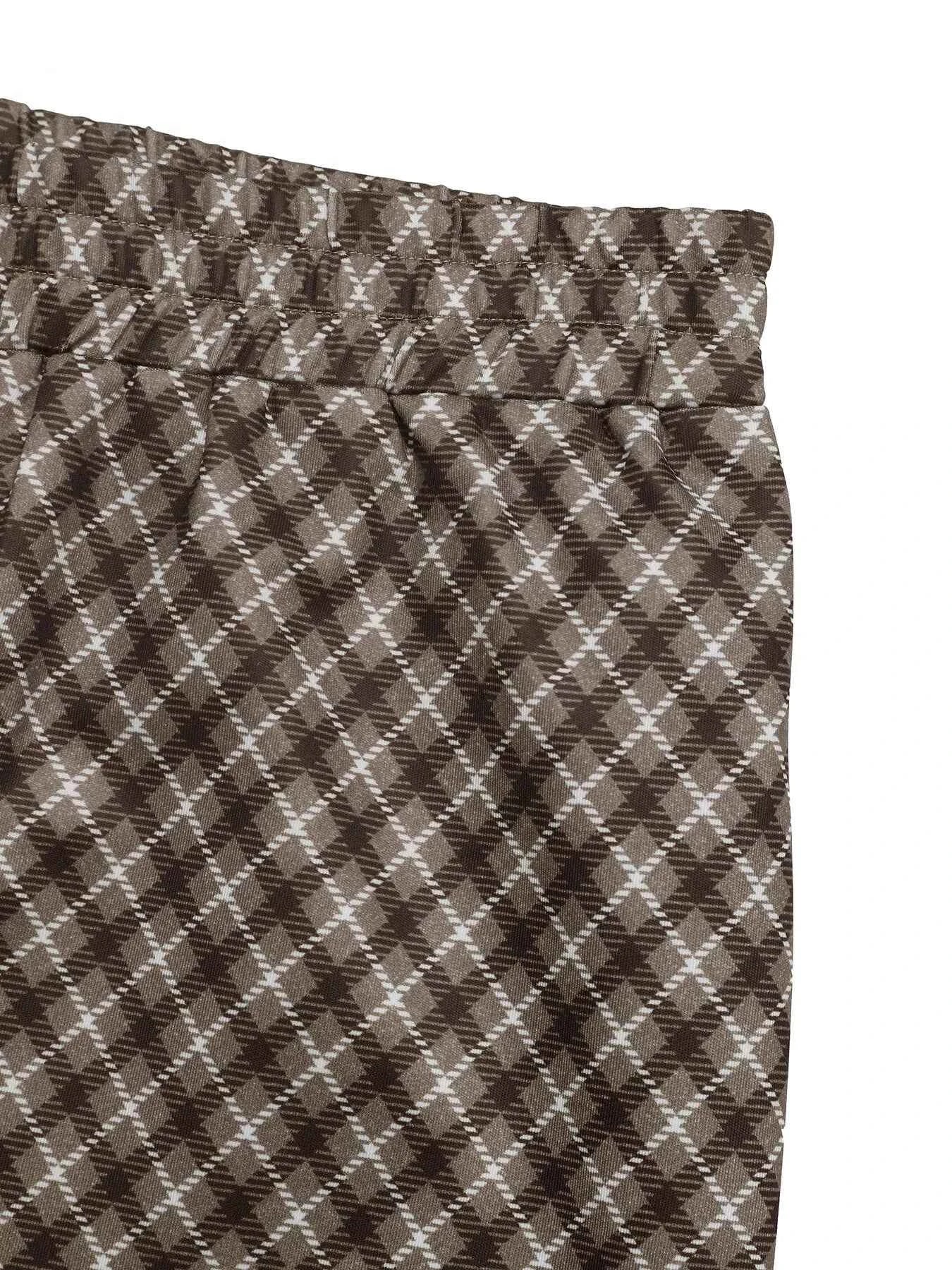 Plaid High-Waisted Wide Leg Pants