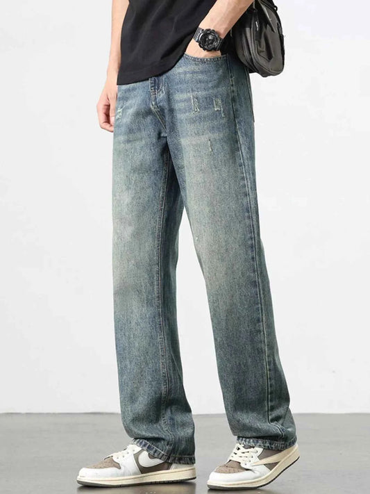 Men's Washed Wide Leg Jeans