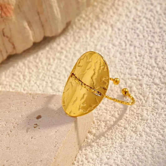 Hammered Disc Open Ring