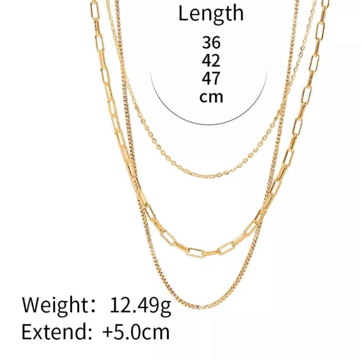 18K Gold-Plated Three Layered Necklace