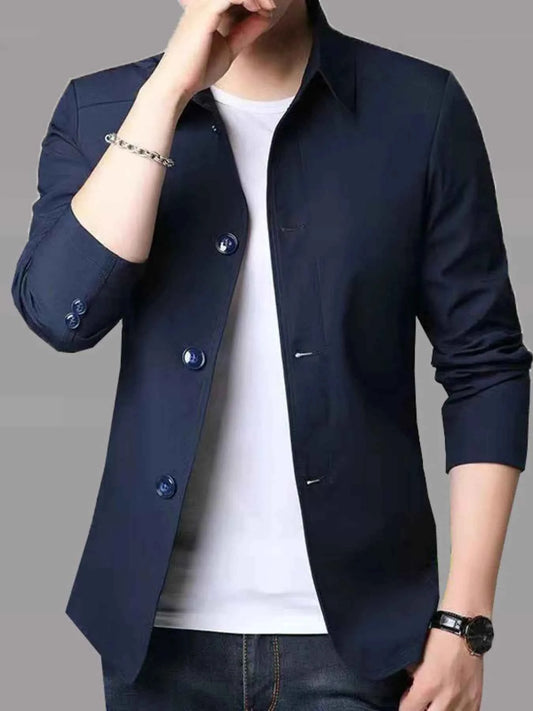 Men's Plus Size Button Up Long Sleeve Jacket