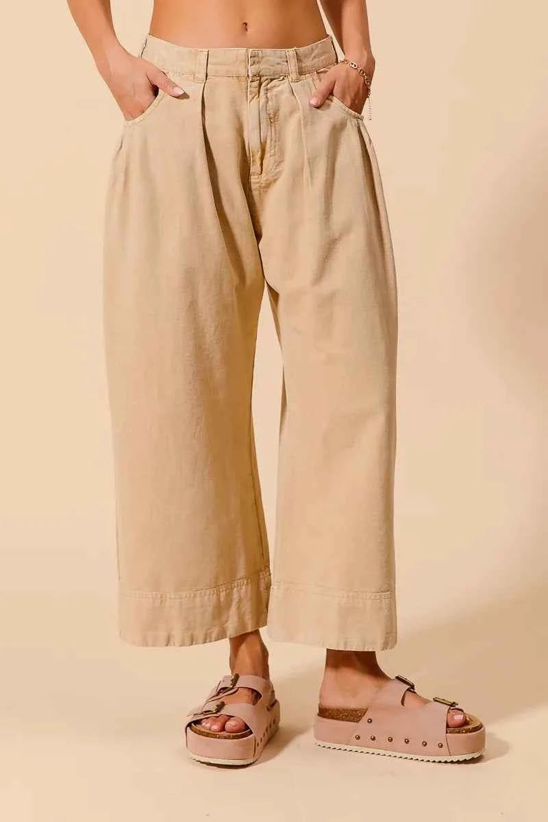 SO ME Mid Rise Wide Leg Chino Pants With Pockets