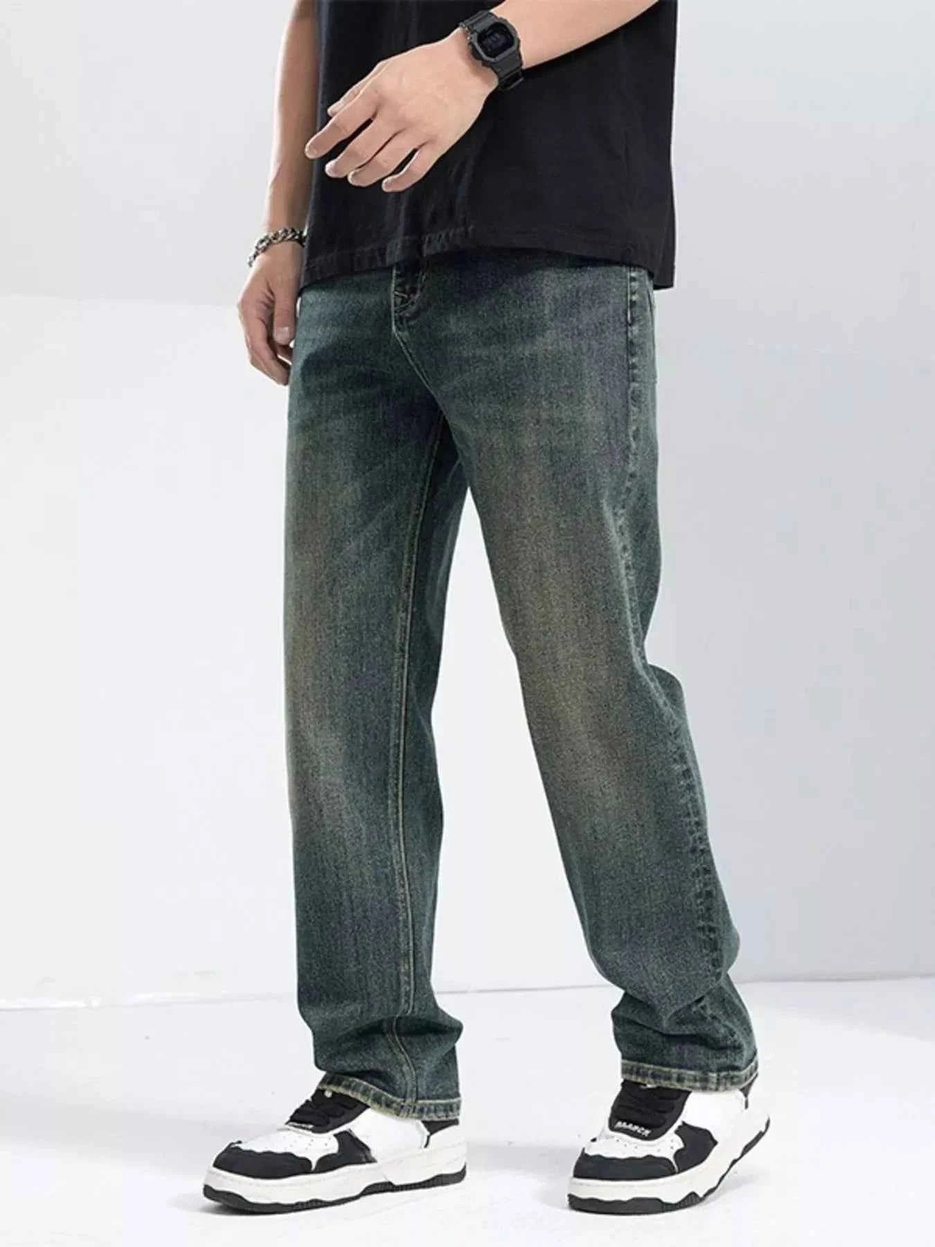 Men's Washed Wide Leg Jeans