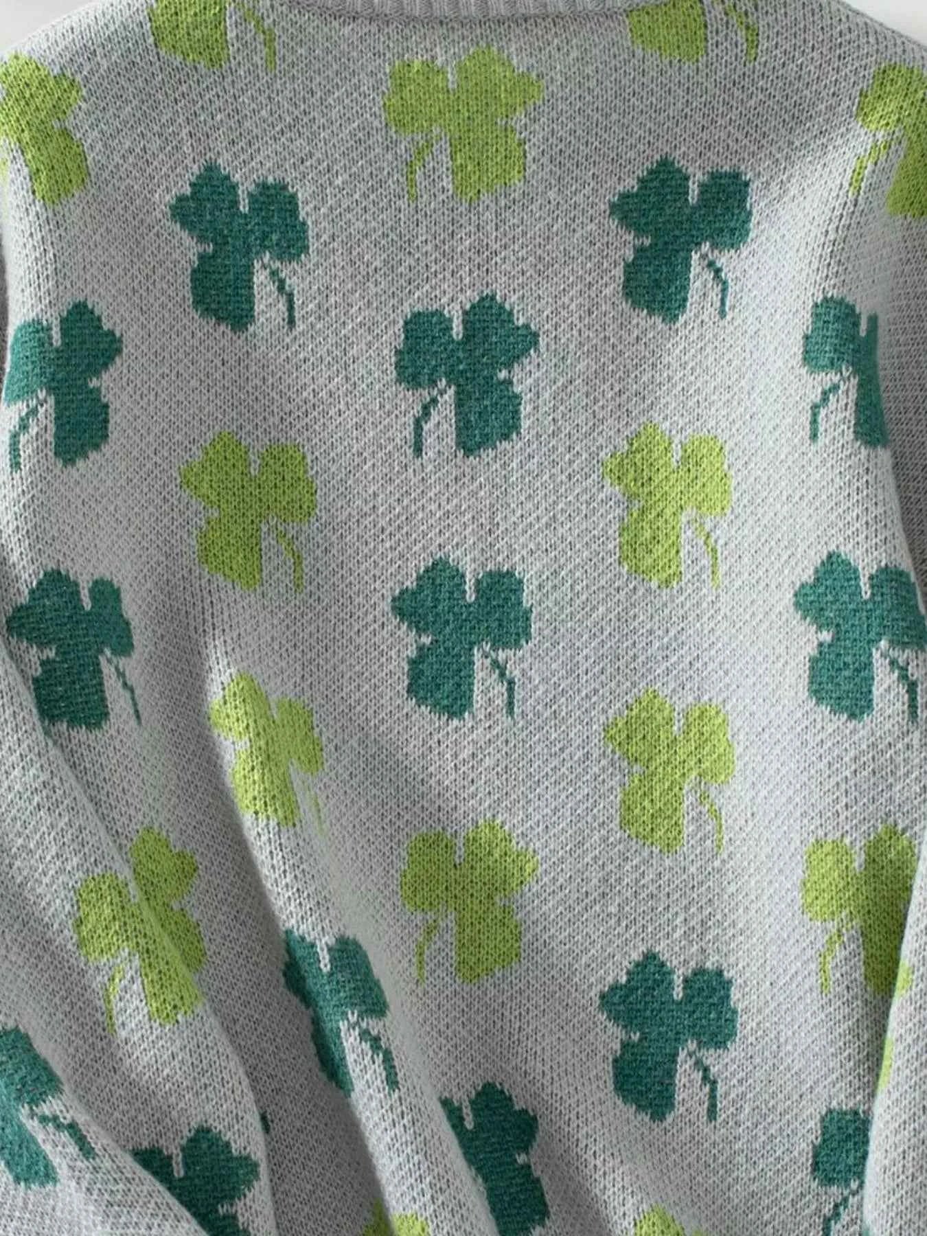 Clover Round Neck Long Sleeve Sweater