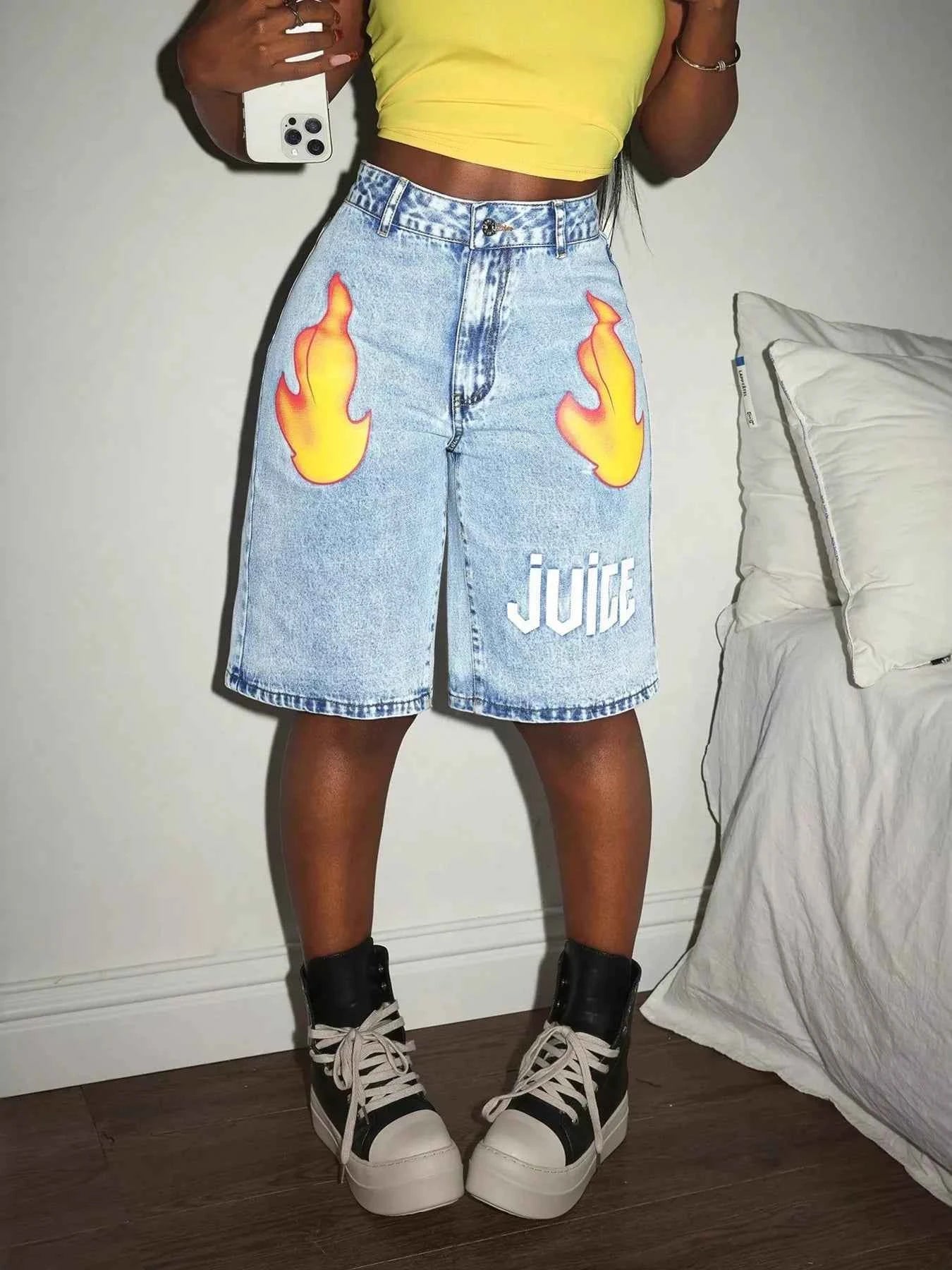 High-Waisted Denim Shorts