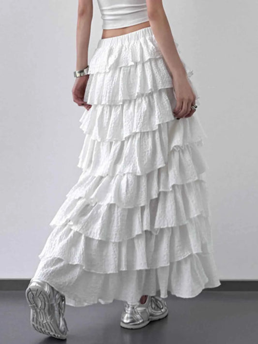Ruffle Layered Maxi Skirt