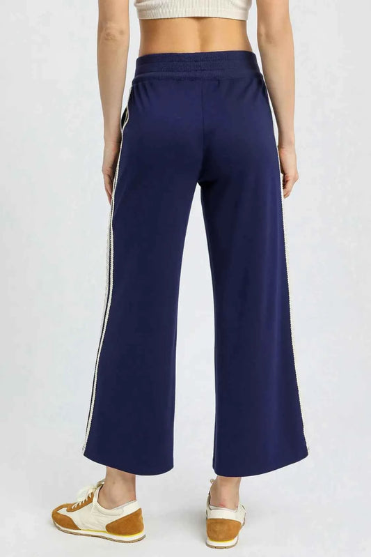 Umgee Wide-Leg Pants with Lace Trim