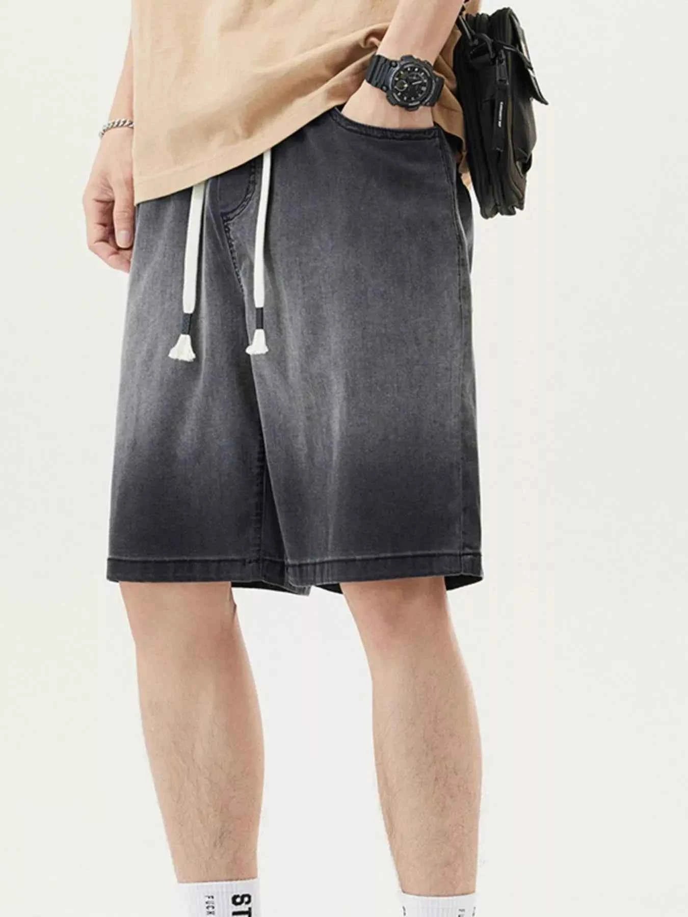 Men's Plus Size Loose Fit Drawstring Denim Shorts