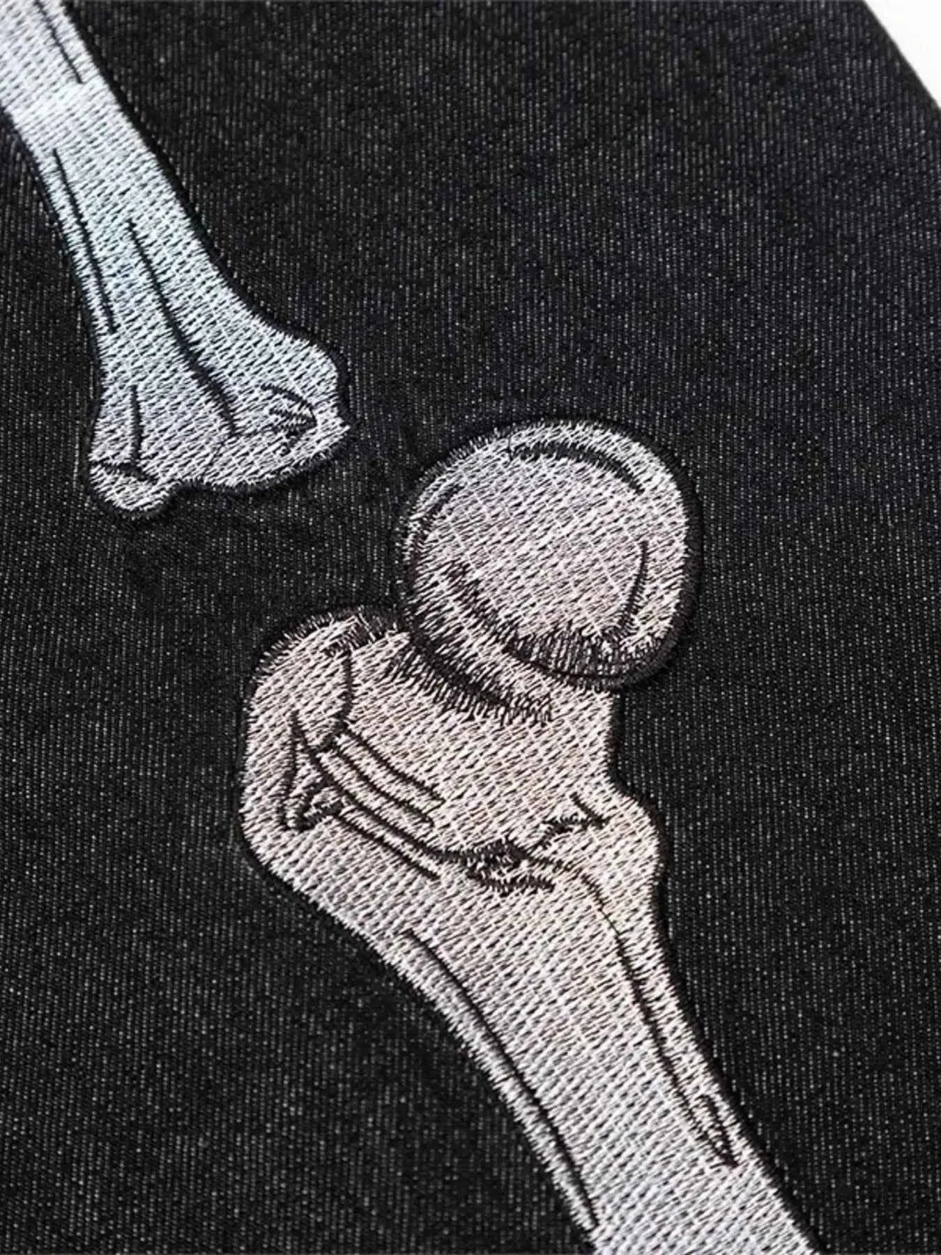 Men's Skeleton Embroidered Straight Leg Jeans