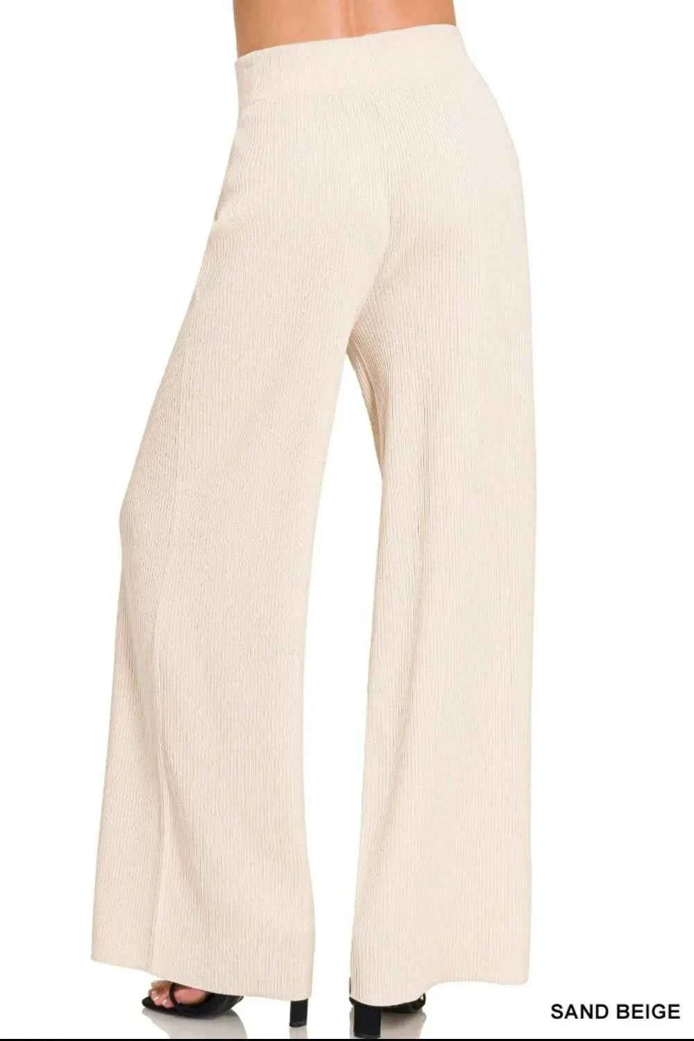 Zenana Viscose Ribbed Sweater Pants