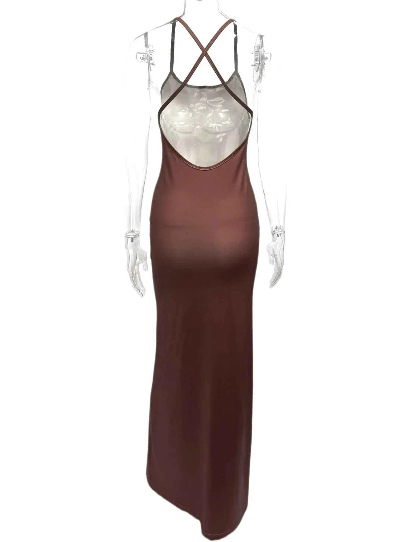 Crisscross Back Printed Maxi Dress