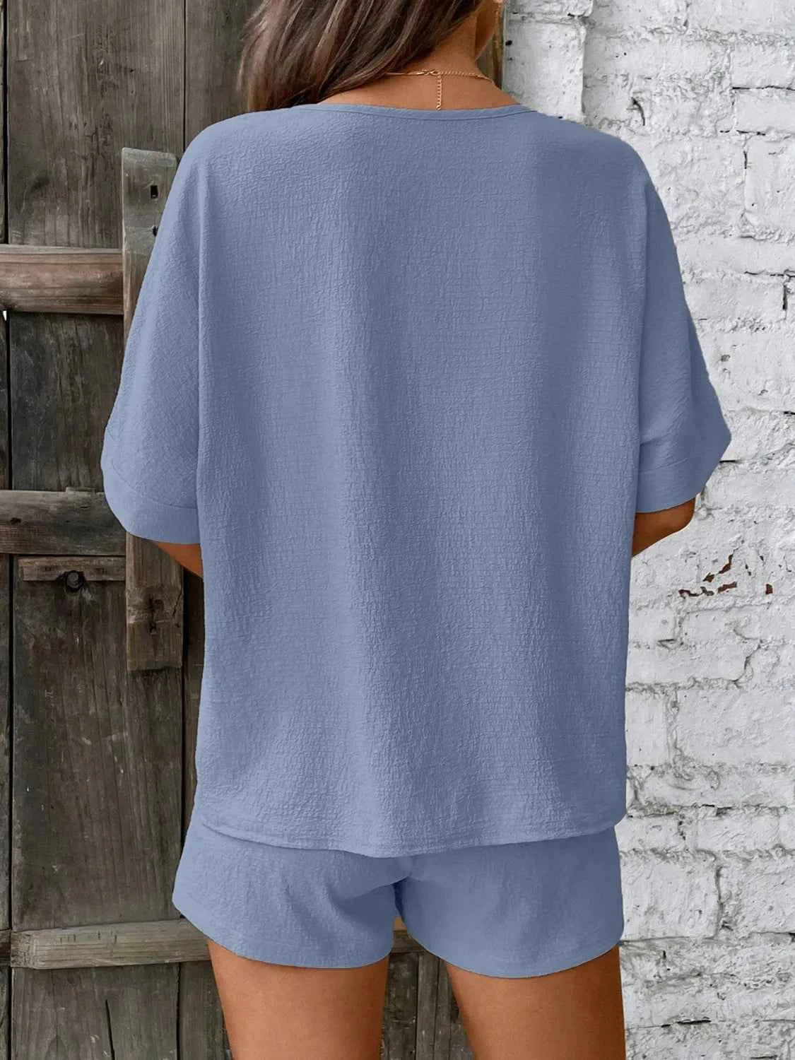V-Neck Half Sleeve Top and Shorts Set