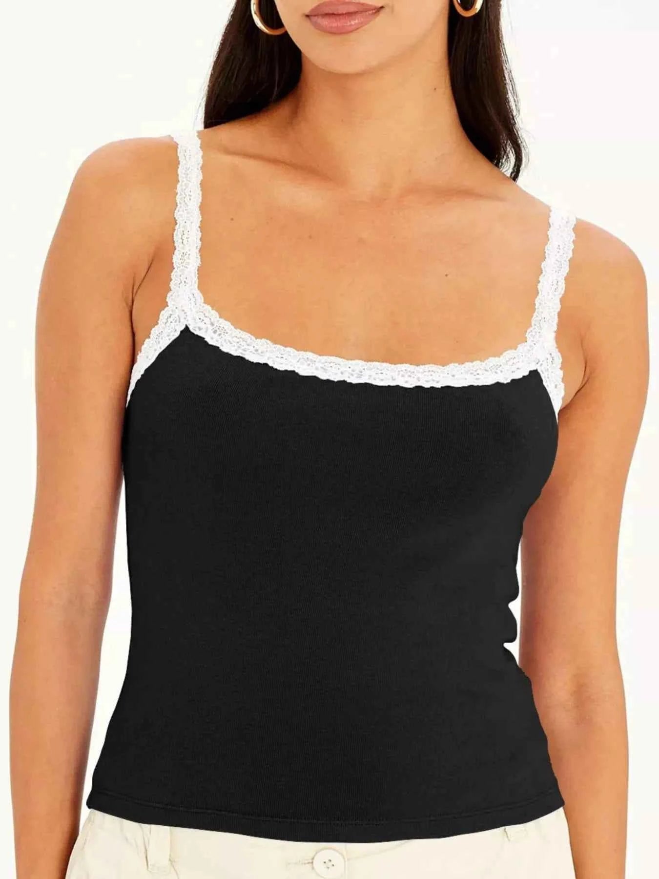 Lace Detail Contrast Trim Cami