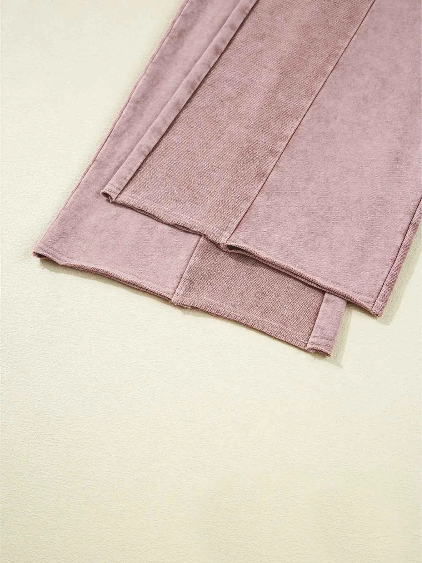 Mineral Wash Tiered Wide Leg Patchwork Drawstring Pants