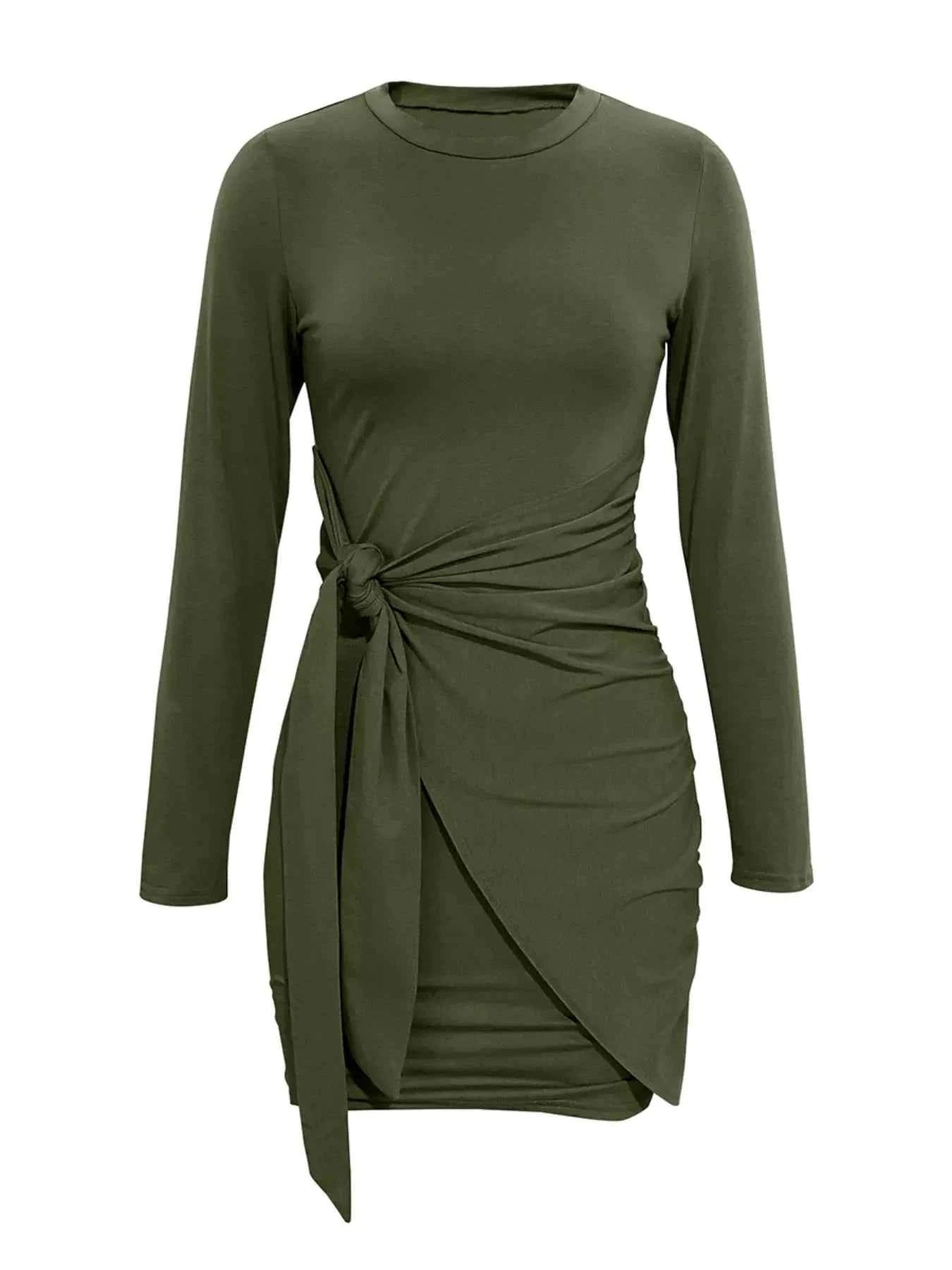 Round Neck Long Sleeve Bodycon Dress