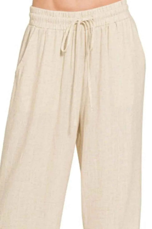 Zenana Linen Drawstring Pants