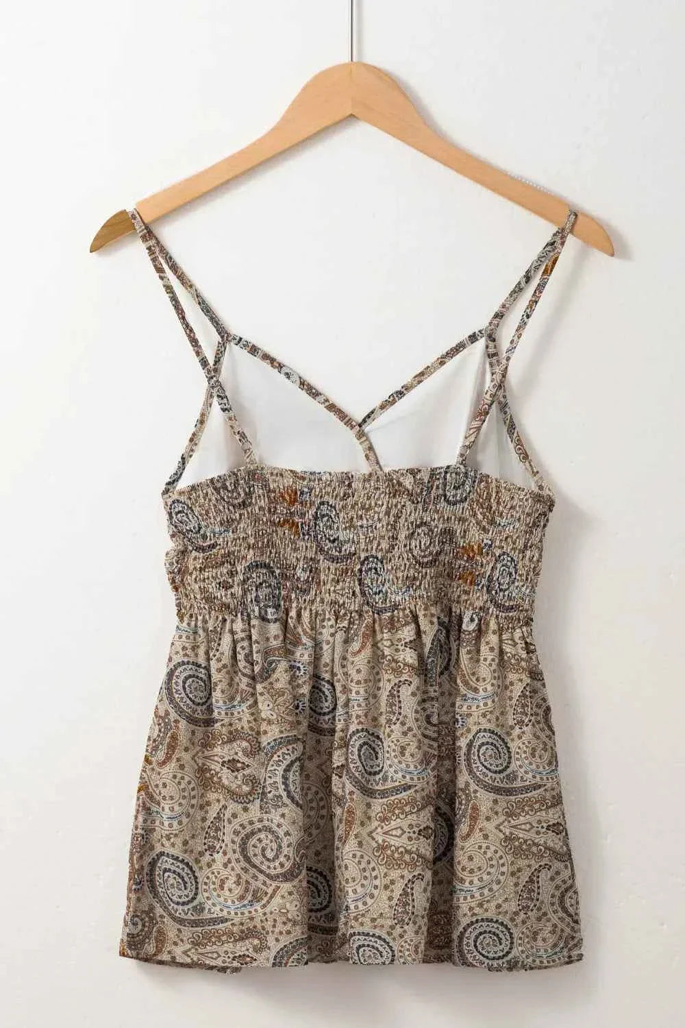 Paisley Printed Smocked Babydoll Cami