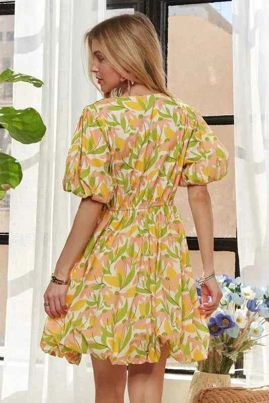 ADORA Puff Sleeve Floral Dress