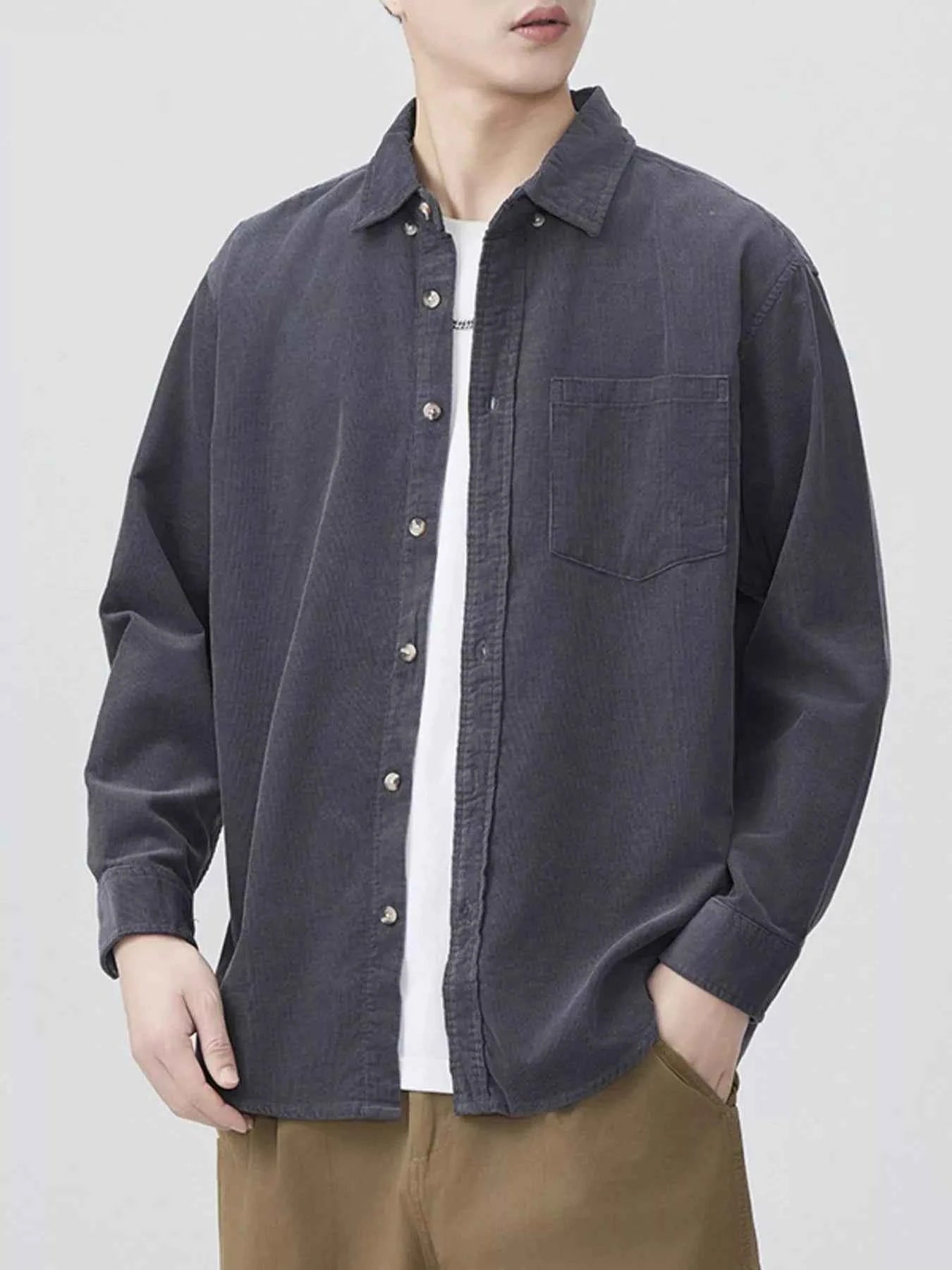 Men's Plus Size Button Up Long Sleeve Shirt