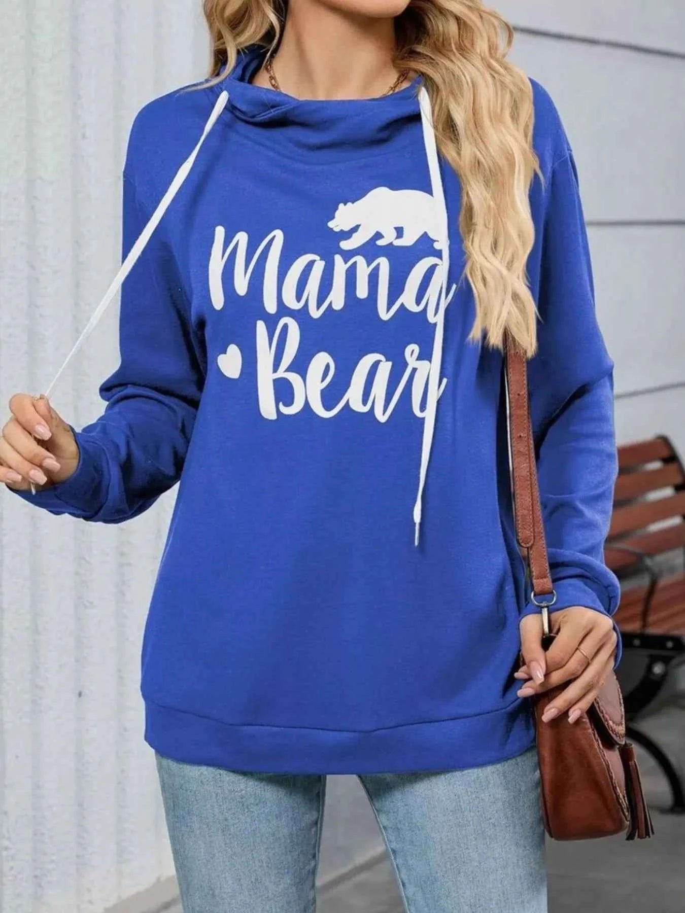 Contrast Letter Graphic Drawstring Long Sleeve Hoodie