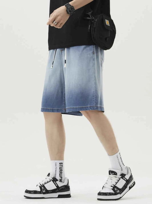 Men's Plus Size Loose Fit Drawstring Denim Shorts