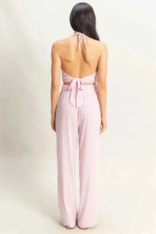 HYFVE Striped Halter Neck Top and Pants Set