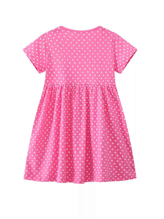 Children's Giraffe Applique Polka Dot Casual Dress