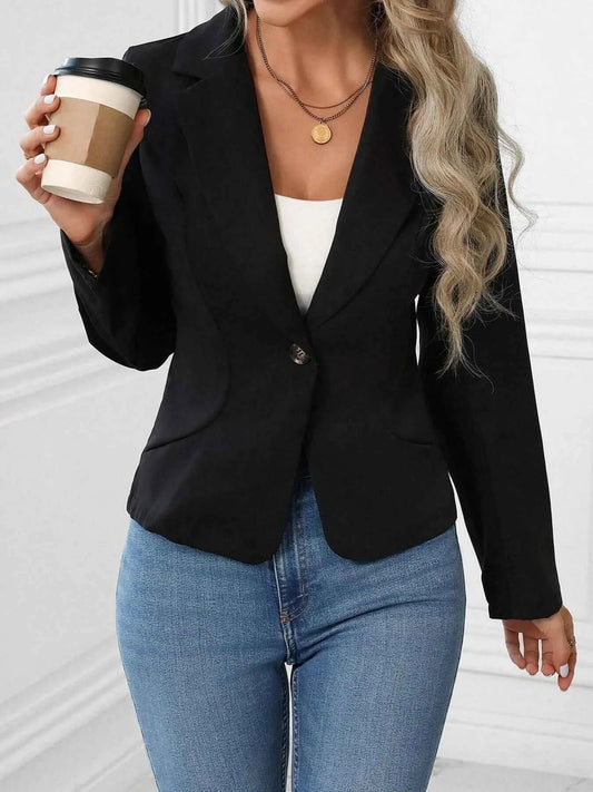 Single Button Slim Long Sleeve Blazer