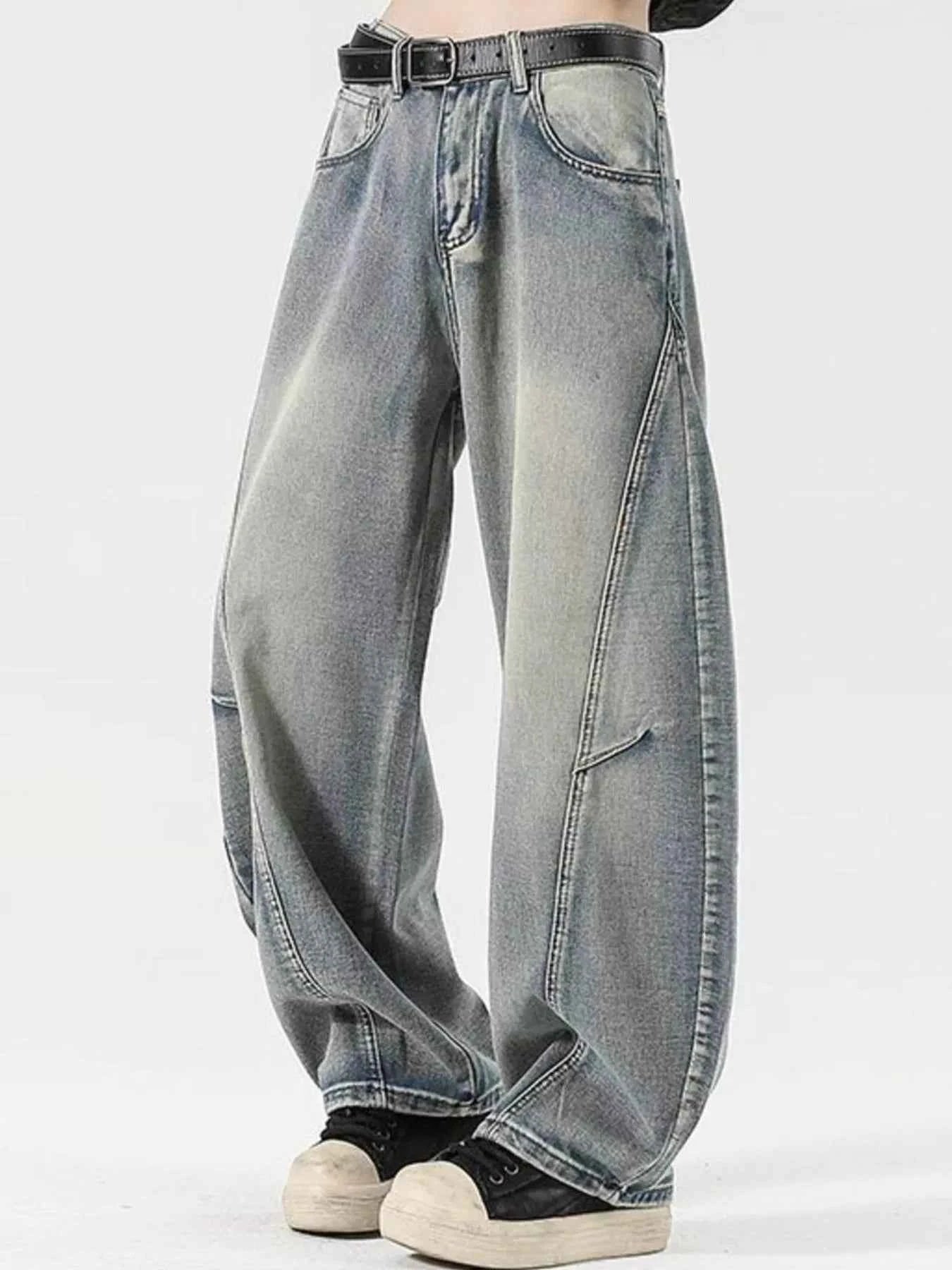 Men's Full Size Washed Wide Leg Jeans Plus Size