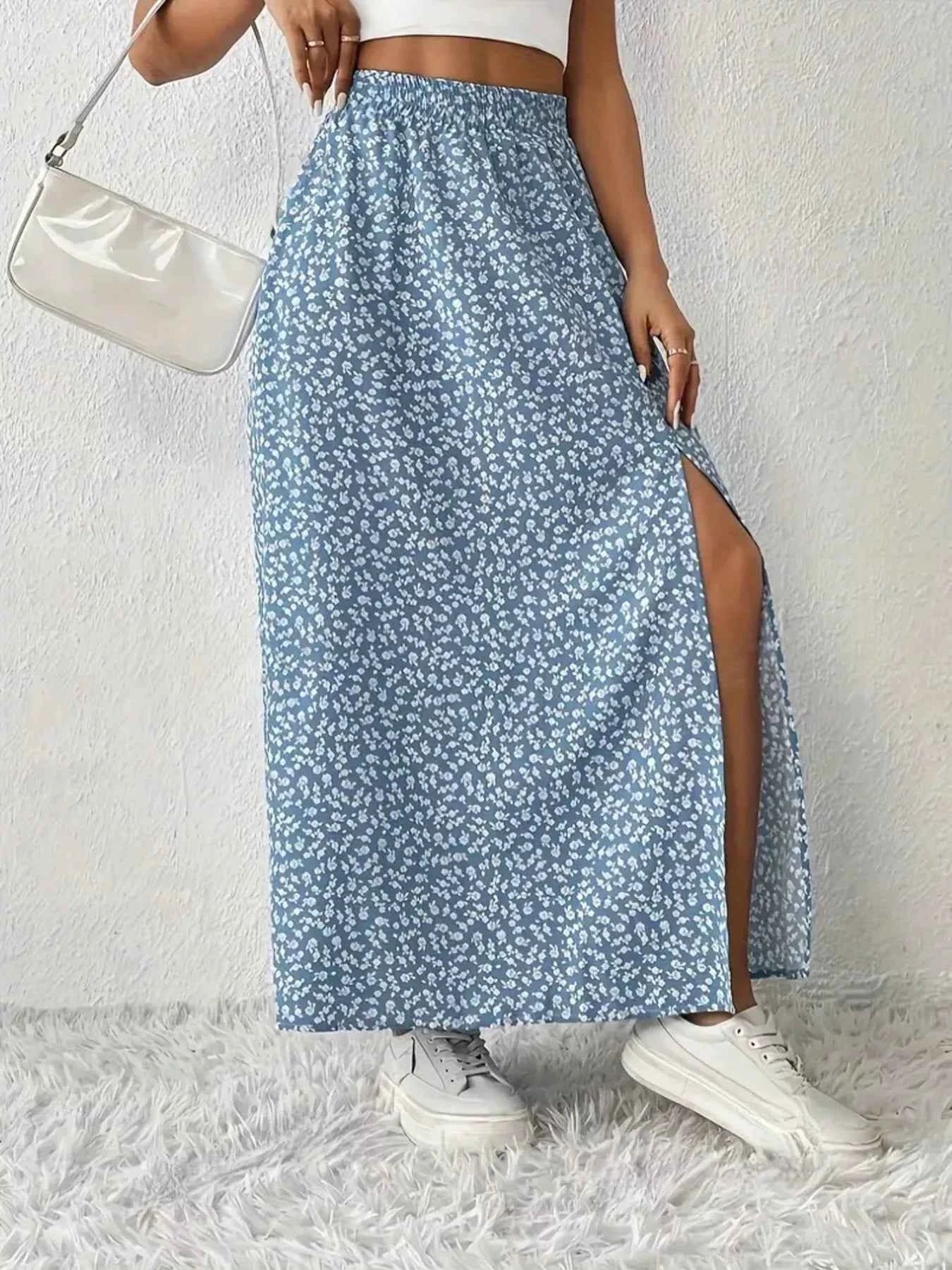 Slit Printed Skirt