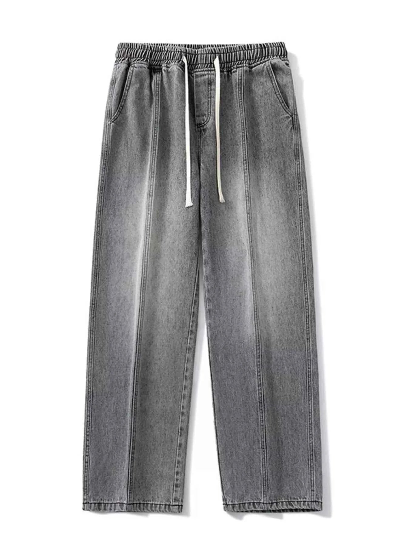 Men's Full Size Relaxed Fit Wide Leg Drawstring Jeans Plus Size