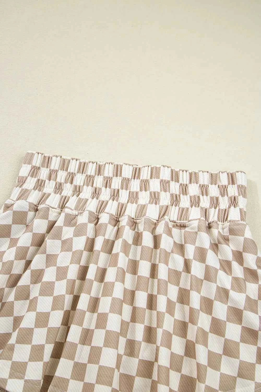 Checkered Long Sleeve Top and Skirt Two-Piece Set