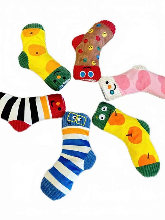 Cartoon Socks Pet Plush Toys