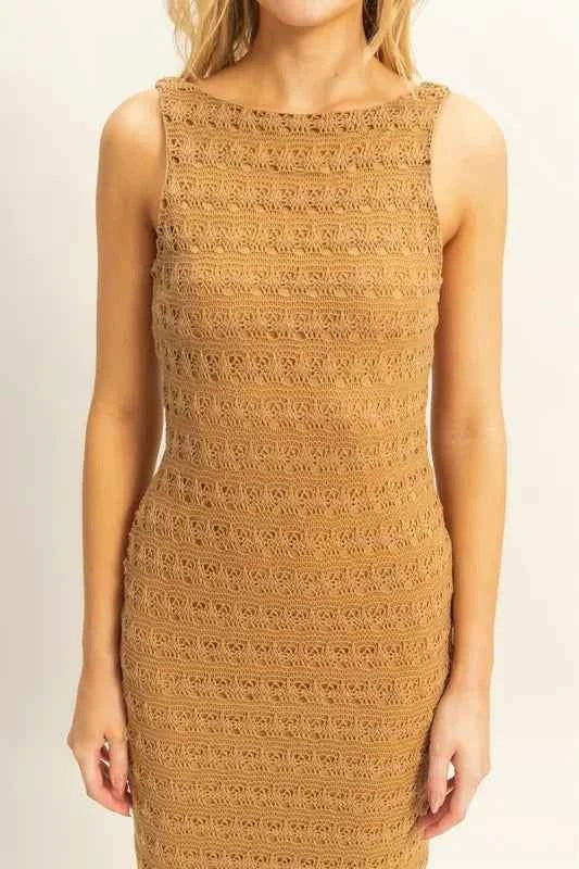 HYFVE Sleeveless Crochet Open Back Maxi Dress
